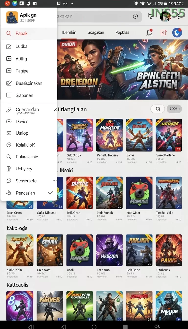 Cuplikan layar AGAM66 — menu navigasi